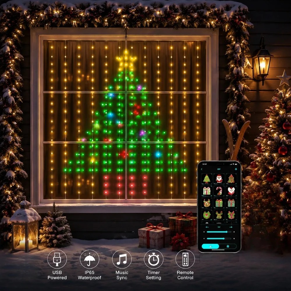 Rideaux lumineux à LED avec co - Lighting Christmas Decor avis et prix