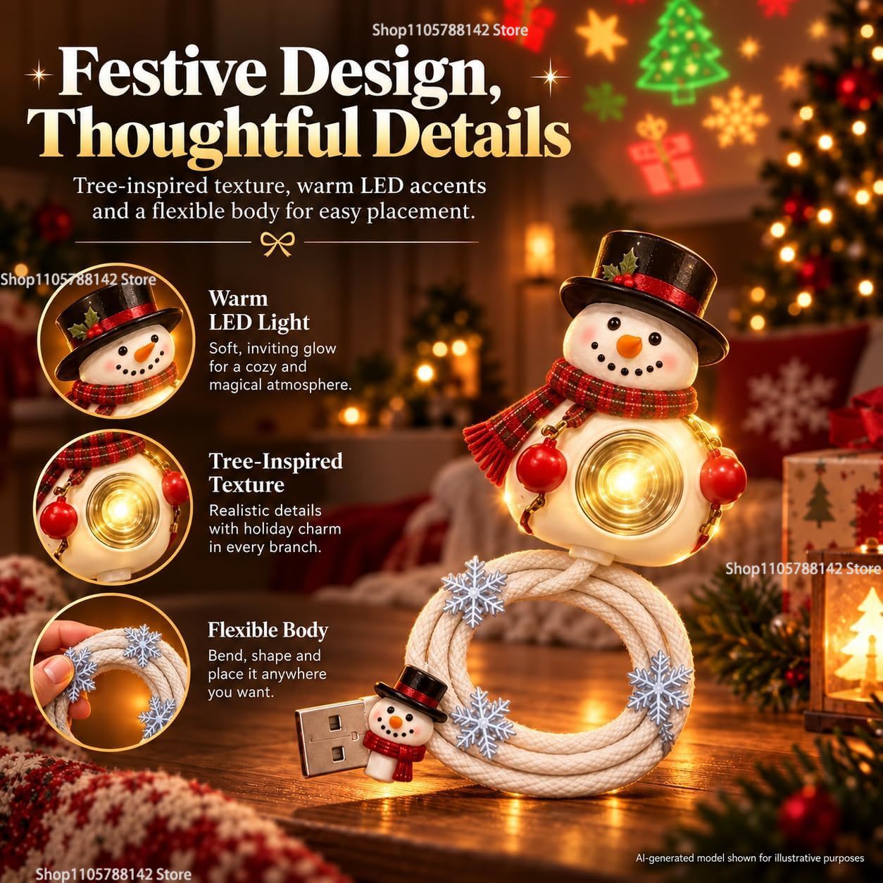 Projecteur de Noël USB en form - Lighting Christmas Decor avis et prix